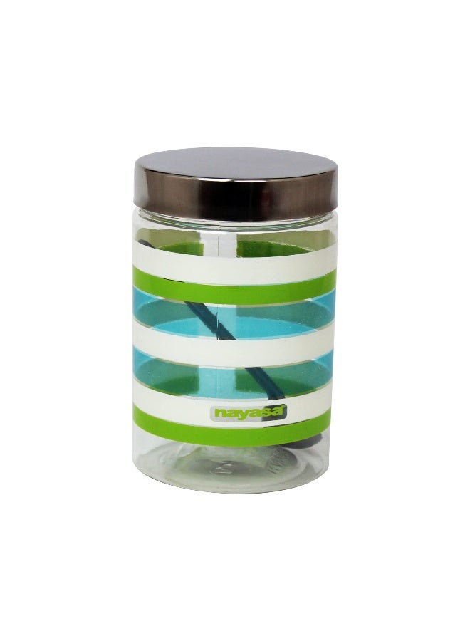 NAYASA 1000ML Plastic Food Storage Containers for Kitchen with Spoon in Assorted Colors Space Saving Pantry Organizer Jars for Meal Prep Refrigerator and Cupboard - Image 1