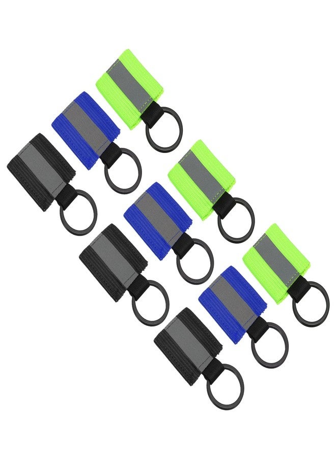 PATIKIL Reflective Keychain Tags, 9 Pack Reflective Zipper Pulls Nylon Keychain High Visibility Reflectors Tags for Backpack Pendant Dog Collar, Black/Fluorescent Green/Blue - Image 1