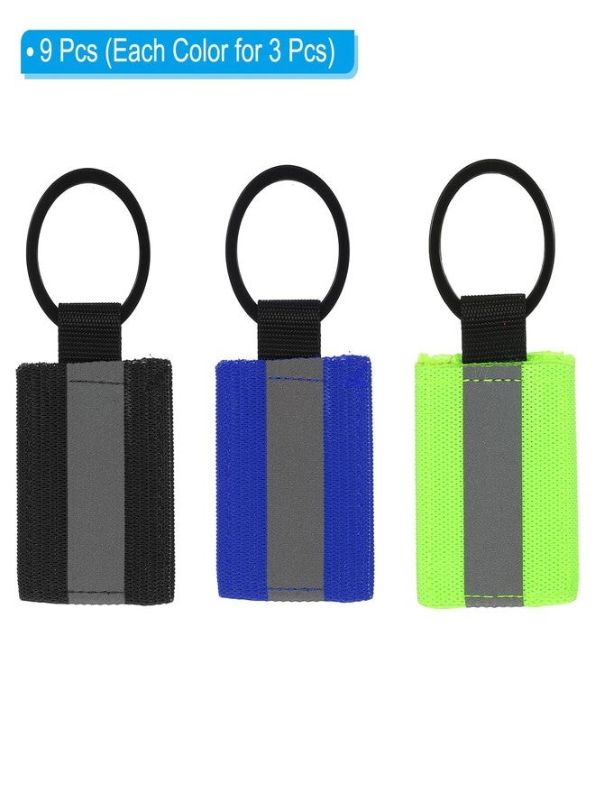 PATIKIL Reflective Keychain Tags, 9 Pack Reflective Zipper Pulls Nylon Keychain High Visibility Reflectors Tags for Backpack Pendant Dog Collar, Black/Fluorescent Green/Blue - Image 3