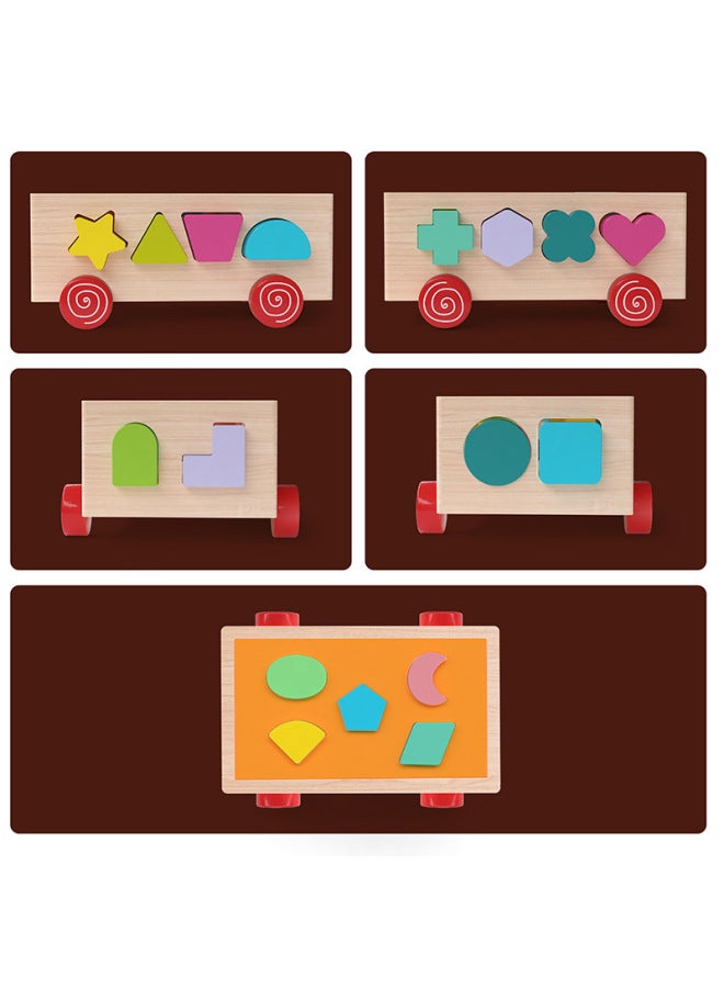 Baby Building Blocks Wood Assembled Shape Matching Toys For Infant Children Early Education 0-1 Year Old 2 Boys And Girls-Color:Colorful Set Column Intelligence Box -550 + Xiao Mao Fishing - Image 4