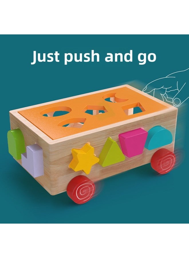 Baby Building Blocks Wood Assembled Shape Matching Toys For Infant Children Early Education 0-1 Year Old 2 Boys And Girls-Color:Colorful Set Column Intelligence Box -550 + Xiao Mao Fishing - Image 5