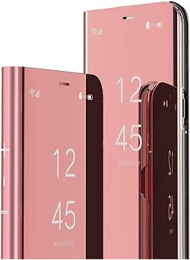 Generic IMIRST Compatible with iPhone 14 Pro Case Cover Stylish Mirror Plating Flip Full Body Protective Reflection Ultra Thin Hard Anti-Scratch Shockproof Frame for iPhone 14 Pro Mirror:Rose Gold QH 