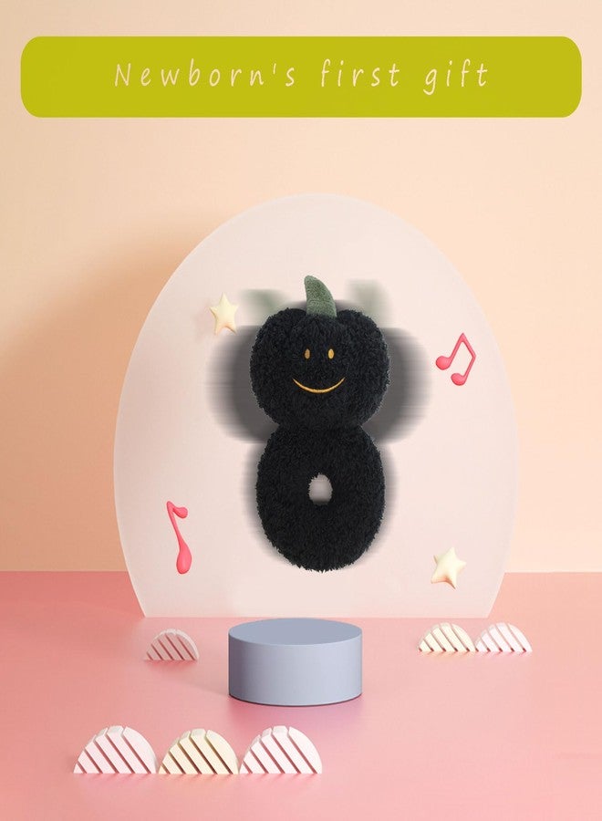 Doindute Baby Pumpkin Soft Rattle Toy, Plush Pumpkin Infant Shaker Rattle Easy-Grasp Stuffed Animal Toy, Gifts for Newborns Babies Toddlers Boys Girls, Black, 6 Inches - Image 4