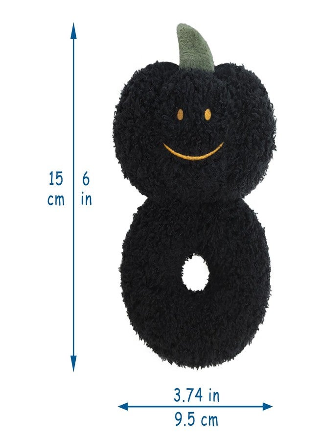 Doindute Baby Pumpkin Soft Rattle Toy, Plush Pumpkin Infant Shaker Rattle Easy-Grasp Stuffed Animal Toy, Gifts for Newborns Babies Toddlers Boys Girls, Black, 6 Inches - Image 3
