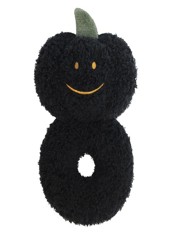 Doindute Baby Pumpkin Soft Rattle Toy, Plush Pumpkin Infant Shaker Rattle Easy-Grasp Stuffed Animal Toy, Gifts for Newborns Babies Toddlers Boys Girls, Black, 6 Inches - Image 1