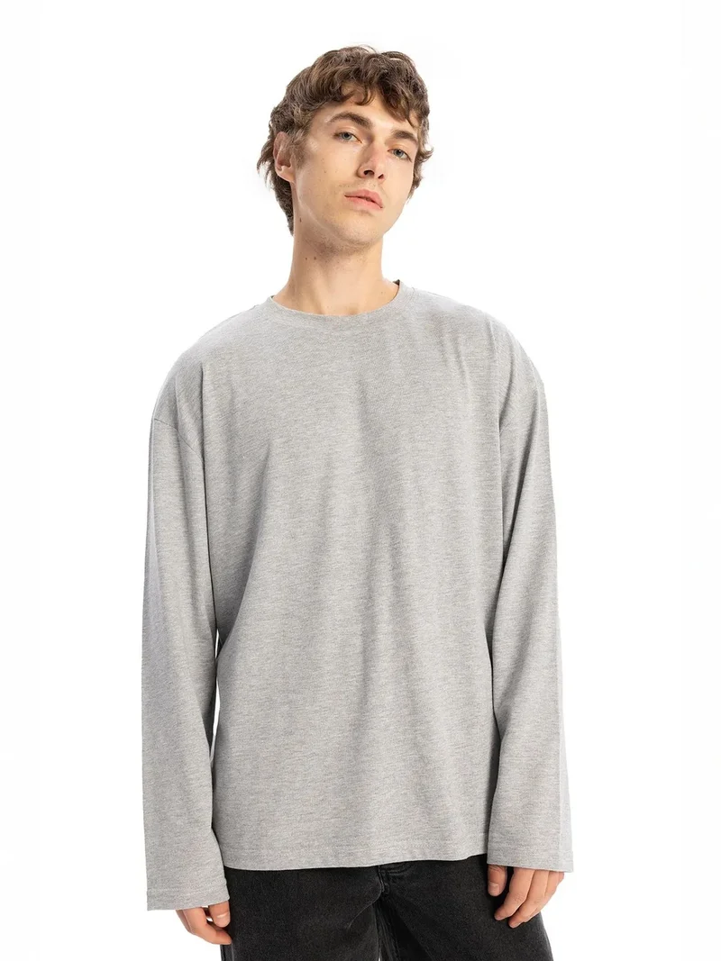 GIESTO Comfort Fit Long Sleeve Crew Neck Cotton T-Shirt