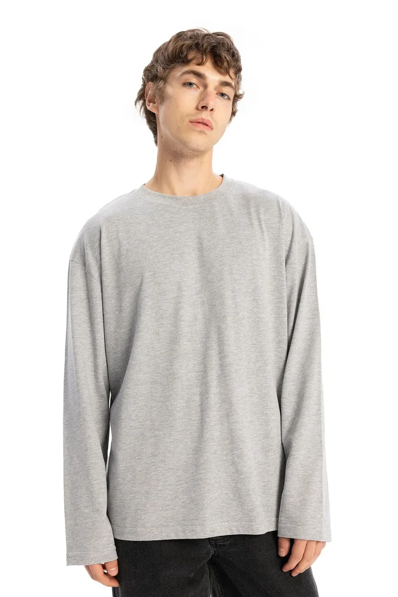 GIESTO Comfort Fit Long Sleeve Crew Neck Cotton T-Shirt