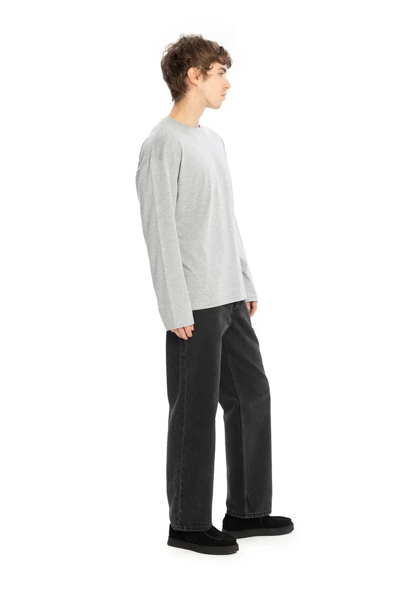 Giesto Grey GIESTO Comfort Fit Long Sleeve Crew Neck Cotton T-Shirt for Men | Best Price UAE
