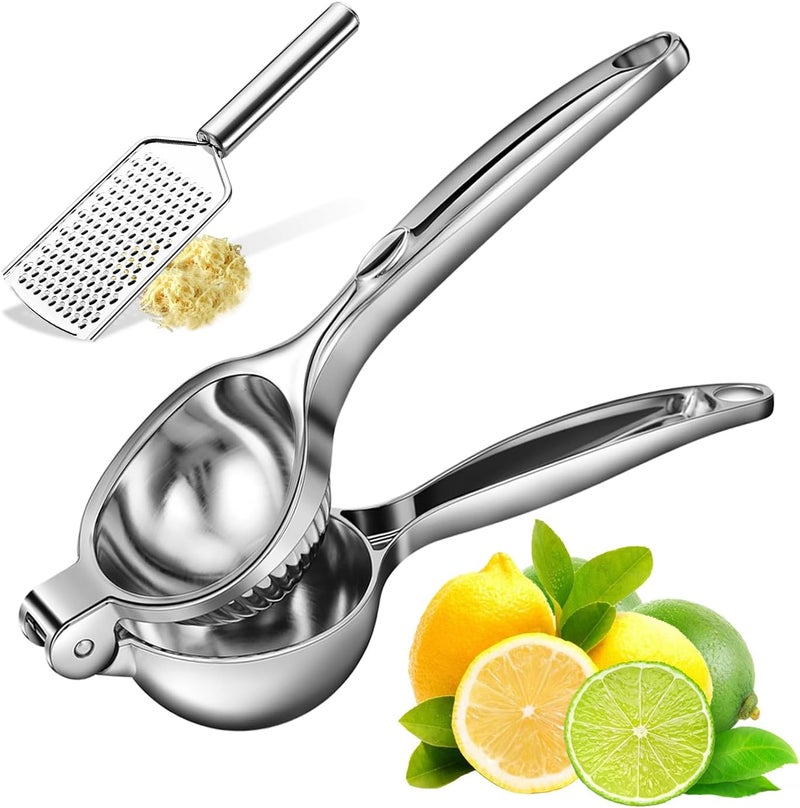 Rasse Lemon Squeezer - Lemon Squeezer Manual Citrus Juicer - Lemon Manual Press Juicers Stainless Steel - Lime Squeezer Lemon Juicer Squeezer with Grater - Image 1