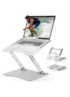 Laptop Stand，Foldable Height Lift Laptop Stand,Heat Dissipation,Ergonomic Design,Compatible with MacBook Air/Pro Dell HP XPS Lenovo Chromebook Ipad All Laptops 10-17'',Silver,F1-2