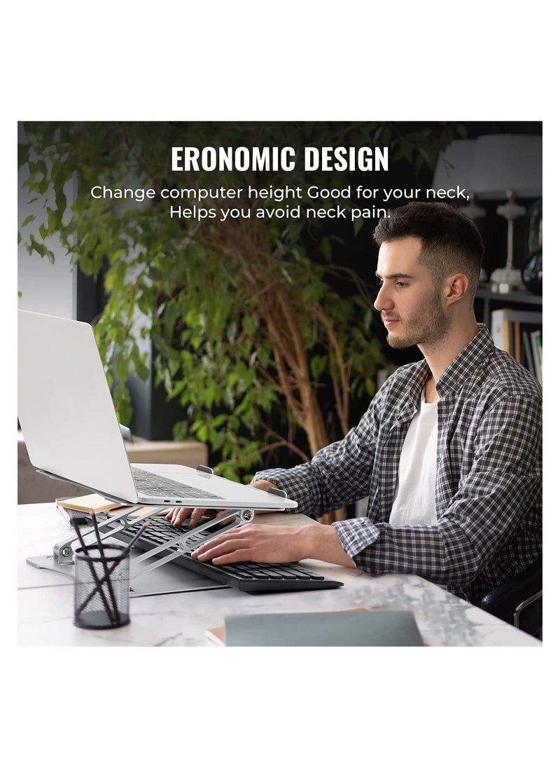 Generic - Laptop Stand，Foldable Height Lift Laptop Stand,Heat Dissipation,Ergonomic Design,Compatible with MacBook Air/Pro Dell HP XPS Lenovo Chromebook Ipad All Laptops 10-17'',Silver,F1-2 - Image 1