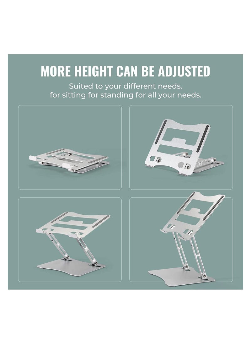 Generic - Laptop Stand，Foldable Height Lift Laptop Stand,Heat Dissipation,Ergonomic Design,Compatible with MacBook Air/Pro Dell HP XPS Lenovo Chromebook Ipad All Laptops 10-17'',Silver,F1-2 - Image 1