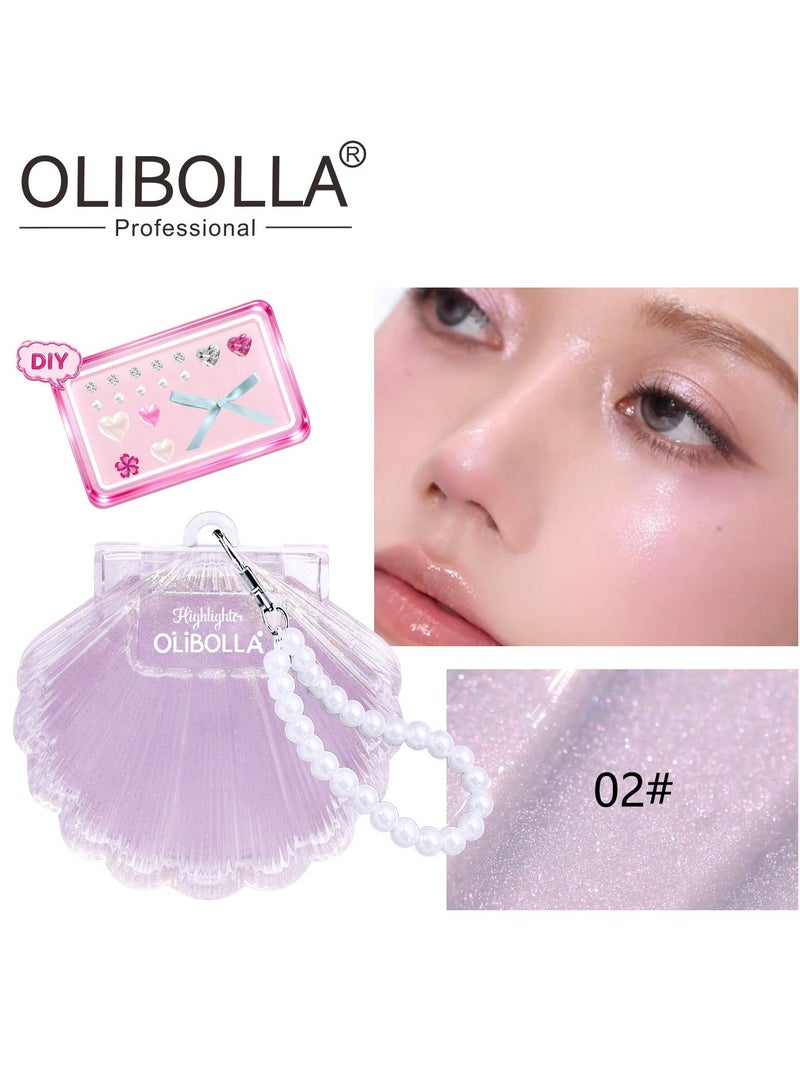 OLIBOLLA Shell Highlighter Power with Pearl Strap and DIY Decoration Card (Lavender Glow) - Image 2
