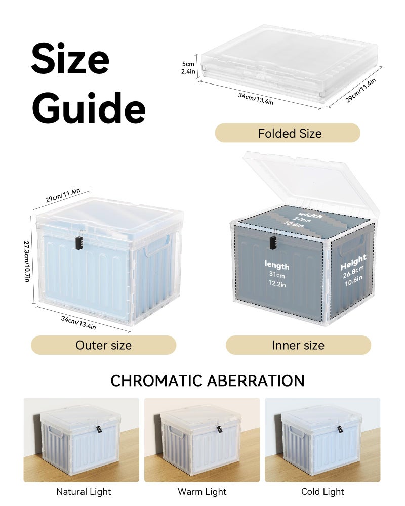 Oterri Plastic File Box with Lid for Letter Size Hanging File Folders, Hanging File Folder Box for Home, Office, School, File Cabinet, Assembly File Organizer, Stackable Storage Bins,Clear - Image 2