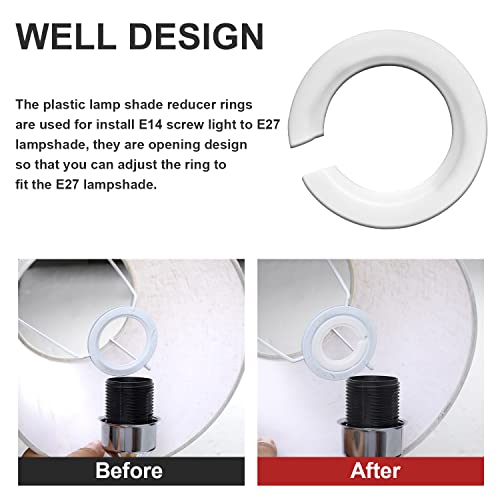 Sliverdew E27 to E14 Lamp Shade Adapter Ring, 6 Pack Screw Lampshade Reducer Washer E27 Lamp Rings, 42mm to 29mm Lampshade Converter Ring Plastic Light Shade Replacement Parts - Image 3