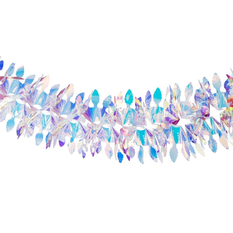 Crafjie 6ft Long Iridescent Hanging Decorations Garland  Roll Shiny Foil Metallic Banner Ornaments for Christmas  Frozen Theme Party  Birthday  Bridal Shower  Wedding Fairy Princess Rainbow Show Decoration - Image 1