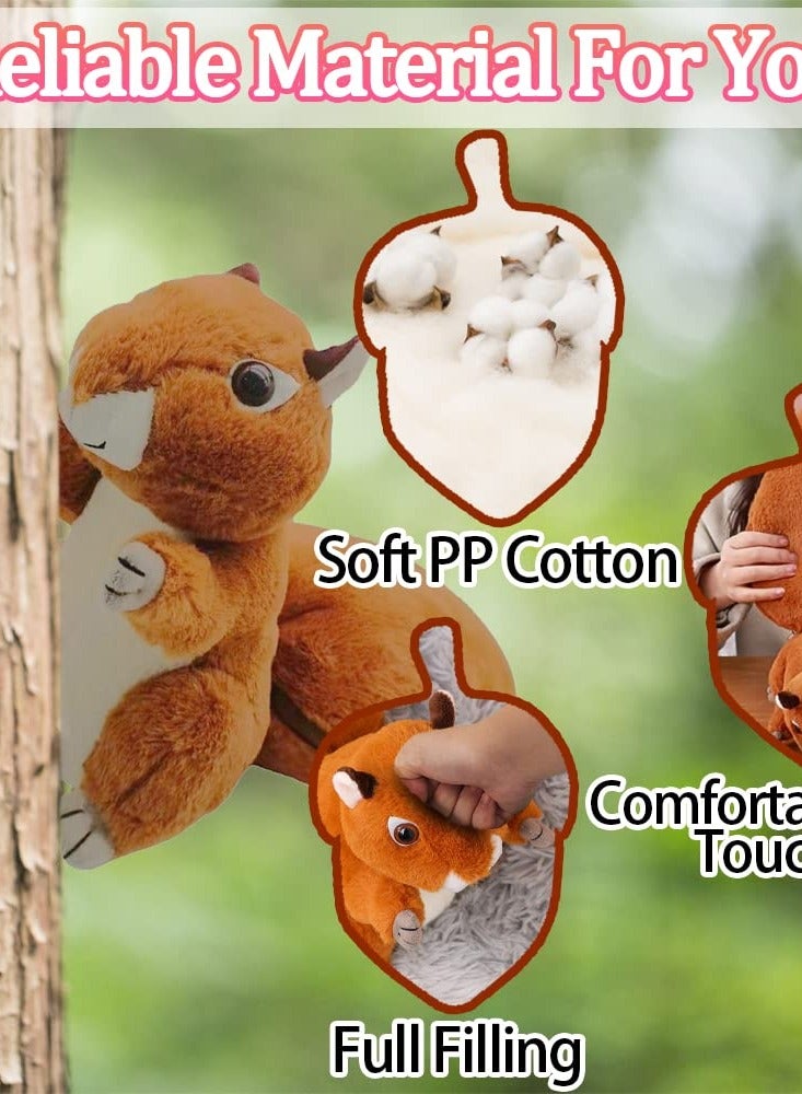Excefore Squirrel Stuffed Animal, 10'' Plush Squirrel in Nut Bag with Zipper, Reversible Squirrel Plush Toy Pillows for Kids - Cute Room Decor and Gifts for Kids, Girls, Boys  - Image 4