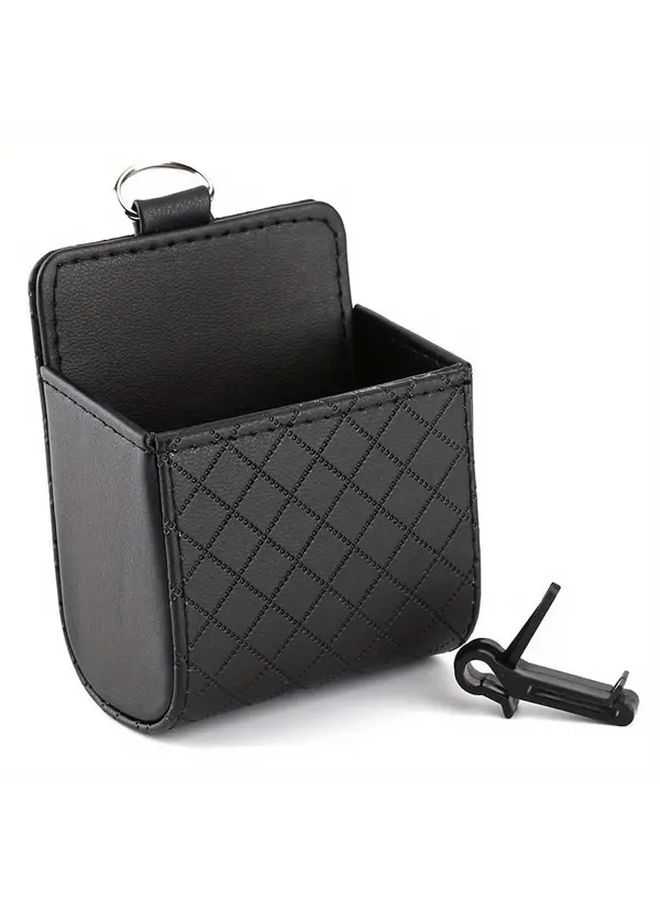 Black Car Seat Back Organizer with Air Vent Phone Holder and Storage Pouch - Image 4