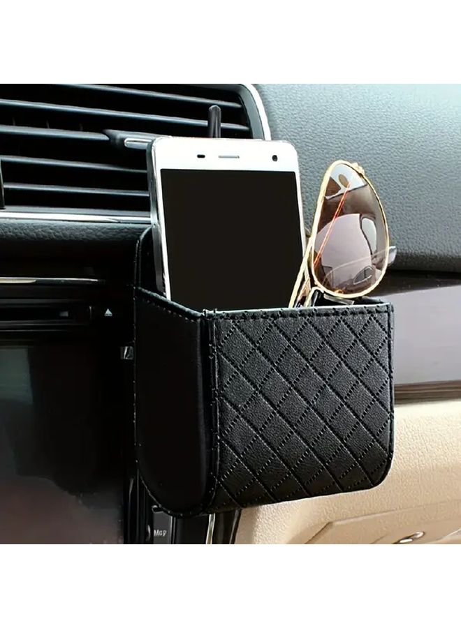 Black Car Seat Back Organizer with Air Vent Phone Holder and Storage Pouch - Image 1