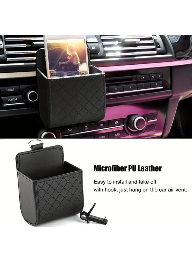 Black Car Seat Back Organizer with Air Vent Phone Holder and Storage Pouch - Image 3