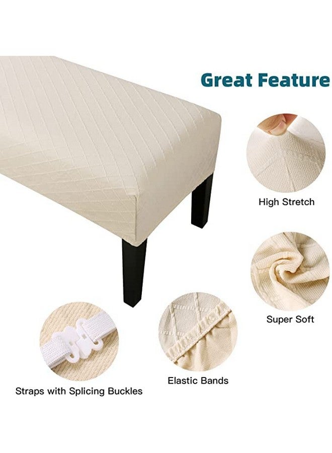 Street27 Polyester Bench High Stretch Slipcover Dining Room Bench Seat Cushion Cover Beige - Image 4