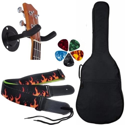 MOCKING BIRD Fire Series Padded Acoustic Guitar Bag with Wall Mount Hanger, Adjustable Strap & 5 Picks - Waterproof Guitar Cover Gig Bag for 38, 39, 40, 41 Inch Acoustic, Electric & Bass Guitars - Image 1