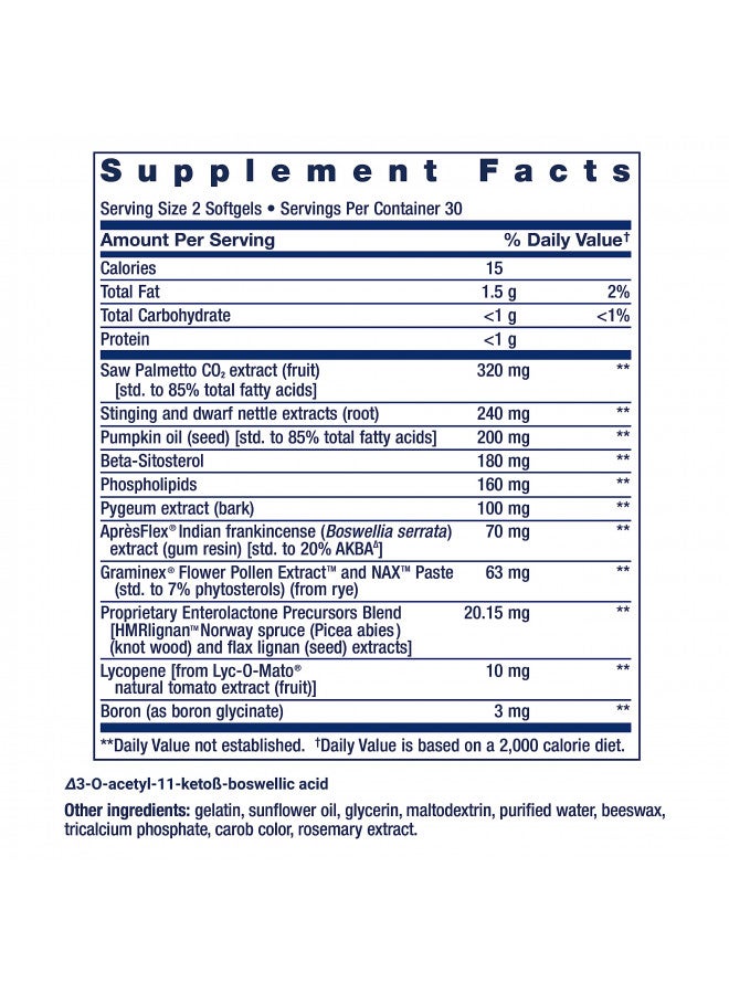 Life Extension Ultra Prostate Formula, saw palmetto for men, pygeum, stinging nettle root, lycopene, 11 nutrients for prostate function, non-GMO, gluten-free, 60 softgels