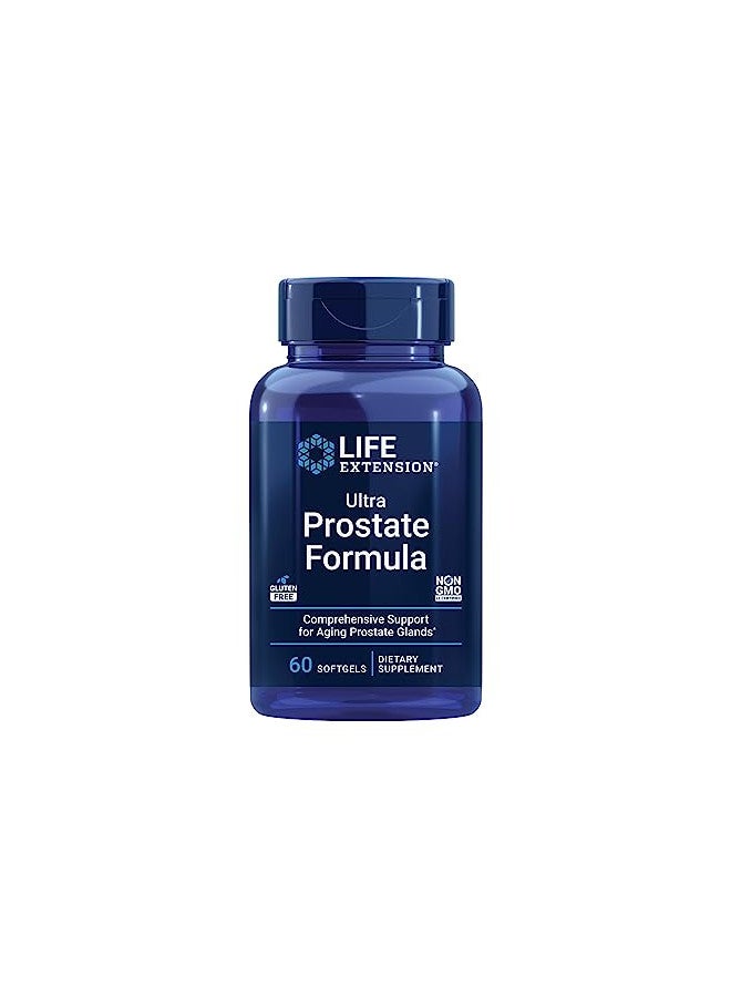Life Extension Ultra Prostate Formula, saw palmetto for men, pygeum, stinging nettle root, lycopene, 11 nutrients for prostate function, non-GMO, gluten-free, 60 softgels