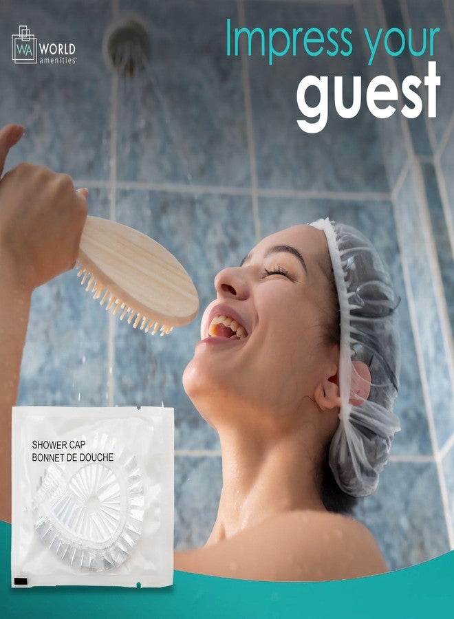 World Amenities Waterproof Shower Cap (Clear Frosted Sachet), Travel Size Hotel Amenities, Airbnb - Image 2