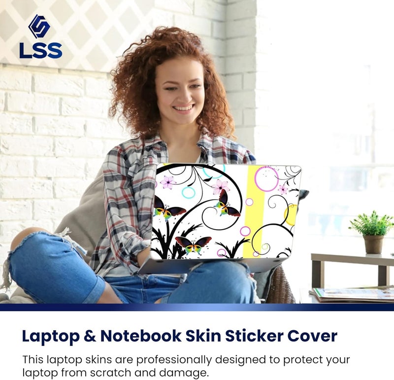 LSS Laptop 15 15.6 Skin Cover with Colorful Butterfly Escape Floral Pattern - Image 5