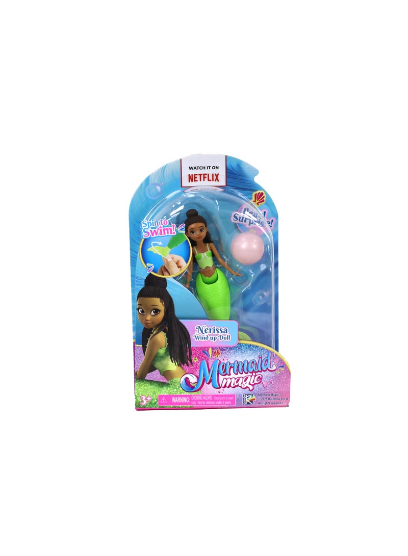Mermaid Magic Wind-Up Swim Action Nerissa Mermaid Doll 5-Inches | Spin My Tail and Watch me Swim | Collectible Doll | Water Toy | Action Doll | Gift for Kids and Collectors - Image 1