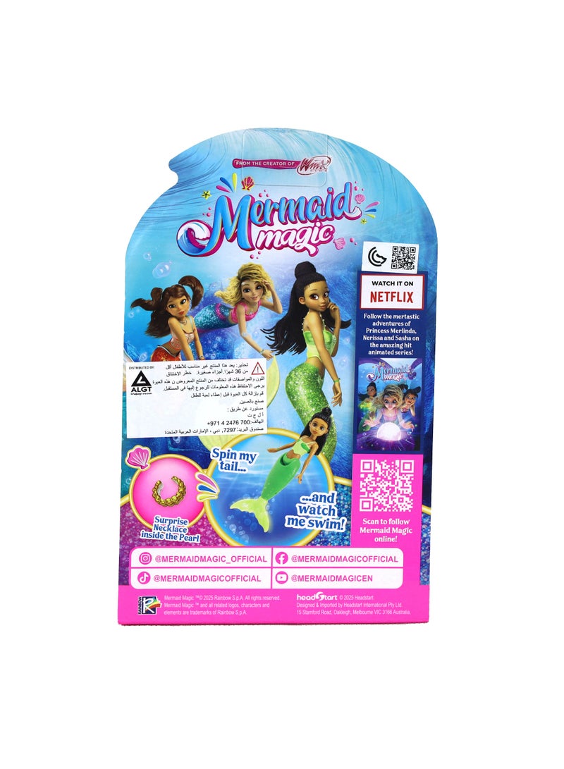 Mermaid Magic Wind-Up Swim Action Nerissa Mermaid Doll 5-Inches | Spin My Tail and Watch me Swim | Collectible Doll | Water Toy | Action Doll | Gift for Kids and Collectors - Image 4