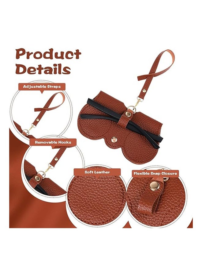 Generic 2 pcs Leather Glasses Case with Strap – Portable Foldable Sunglasses Pouch, Snap Button Closure (Black+brown)  - Image 3