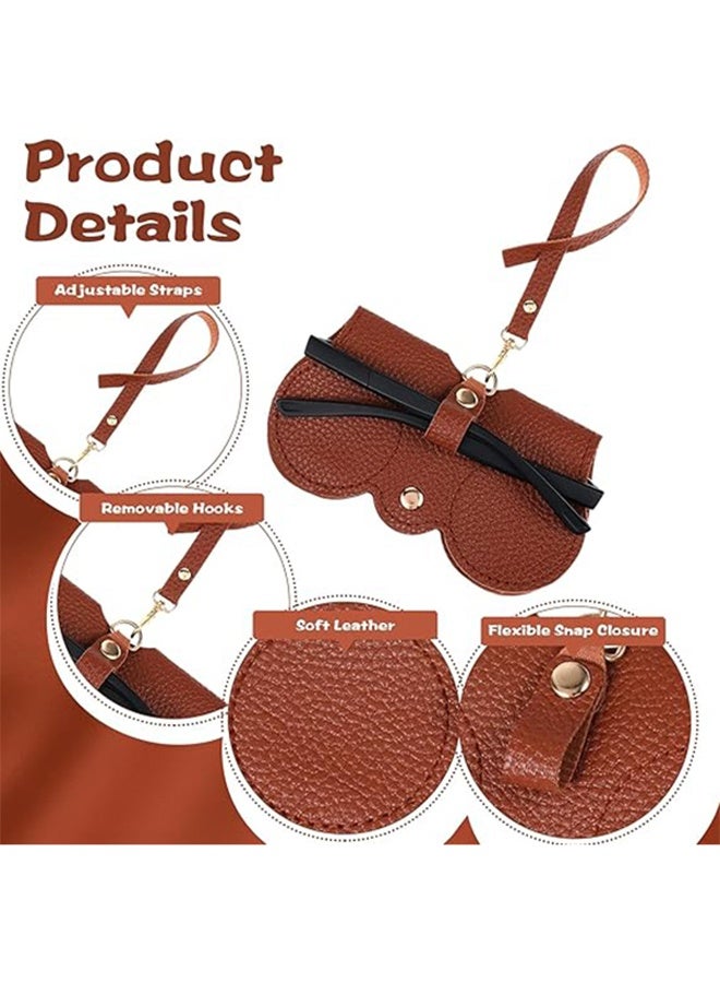 Generic 2 PCS Soft Leather Sunglasses Bag Eyeglass Protective Case Portable Anti-Scratch Sunglasses Pouch Anti-Stress Storage Bag with Lanyard for Women or Men Travel Home(Black+brown)  - Image 3