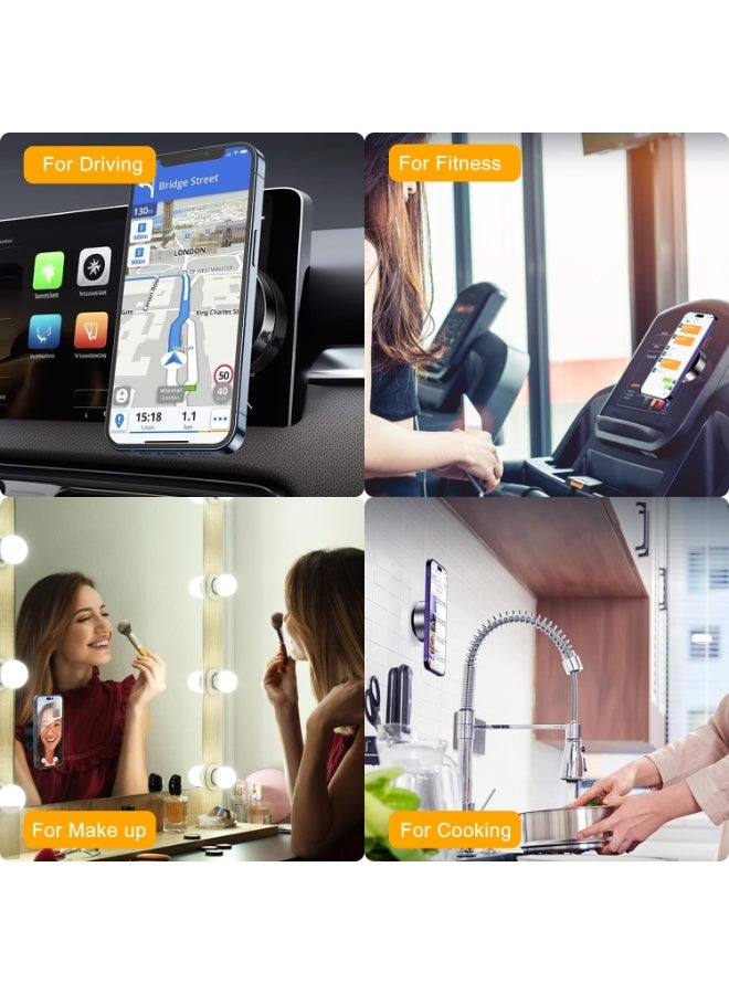 Electric Vacuum Magnetic Suction Phone Mount, Hands-Free Shower Phone Holder, Magnetic Cell Phone Holder for Car/Gym/Mirror/Smooth Surface, Compatible with Magsafe iPhone & Android - Image 4