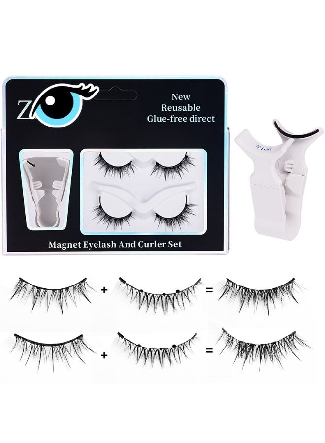 2 أزواج من مجموعة الرموش المغناطيسية المكونة من 5 نقاط - 2 أنماط ، 60 سهلة التطبيق ، تعليق طوال اليوم وصندوق تخزين مجاني لا حاجة للغراء! - Image 1