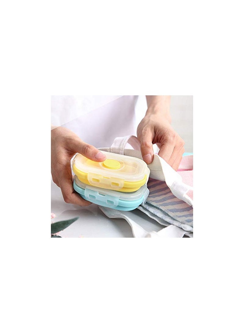 Zikra Food Storage Container Collapsible Silicone Food Storage Container Portion Control Container with Clipon Lid Airtight SnapTop Lids Space Saving MicrowaveFridgeDishwasher Safe (4PCS) - Image 4