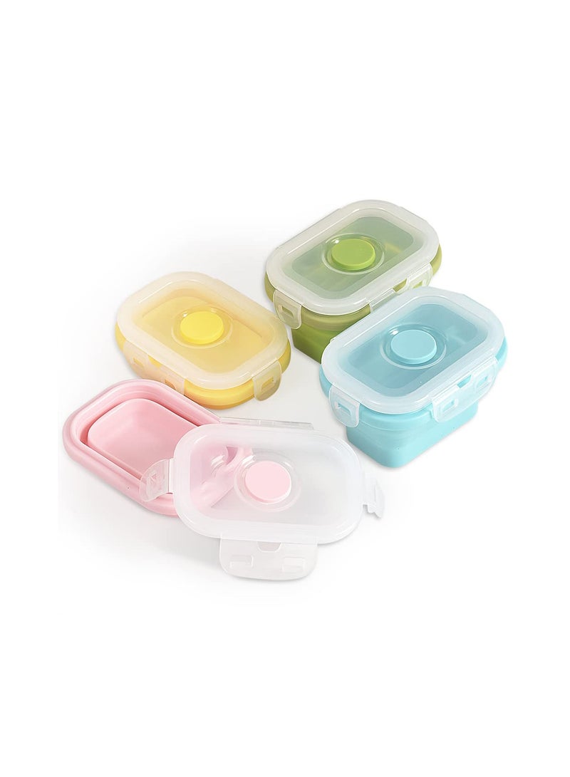 Zikra Food Storage Container Collapsible Silicone Food Storage Container Portion Control Container with Clipon Lid Airtight SnapTop Lids Space Saving MicrowaveFridgeDishwasher Safe (4PCS) - Image 1