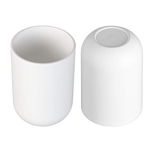 UVIVIU Toothbrush Cup, Bathroom Cup, Toothbrush Holder, Bathroom Tumbler, Plastic, 350ml (White) - Image 2