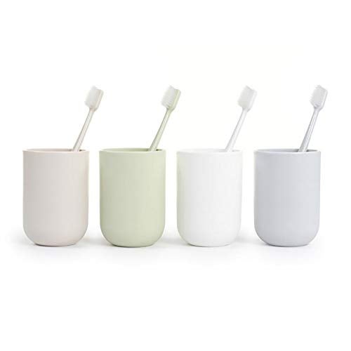 UVIVIU Toothbrush Cup, Bathroom Cup, Toothbrush Holder, Bathroom Tumbler, Plastic, 350ml (White) - Image 3