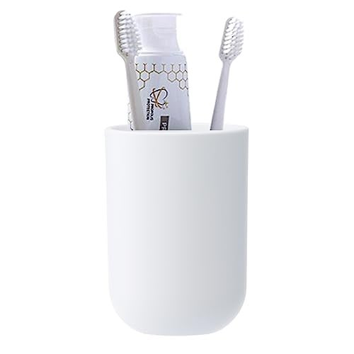 UVIVIU Toothbrush Cup, Bathroom Cup, Toothbrush Holder, Bathroom Tumbler, Plastic, 350ml (White) - Image 1