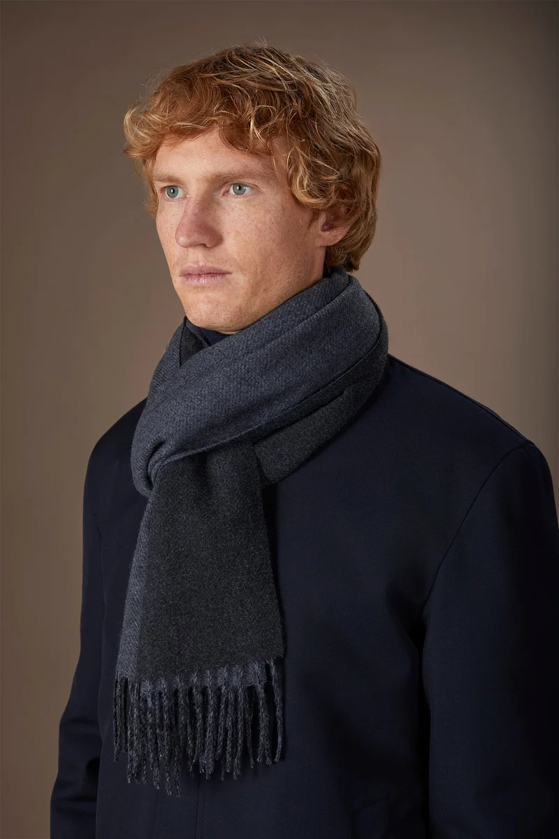 Two-tone double face men's scarf - DK Grey/LT Grey