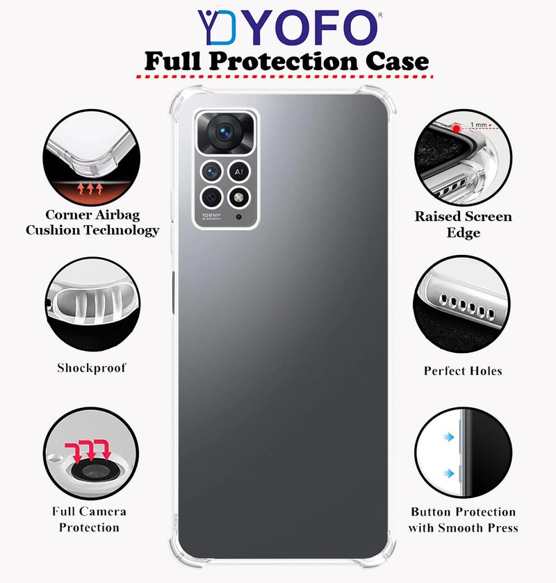 YOFO Back Cover for Redmi Note 11 Pro/Redmi Note 11 Pro+(5G) Transparent Soft TPU Case with Shockproof Corners - Image 2