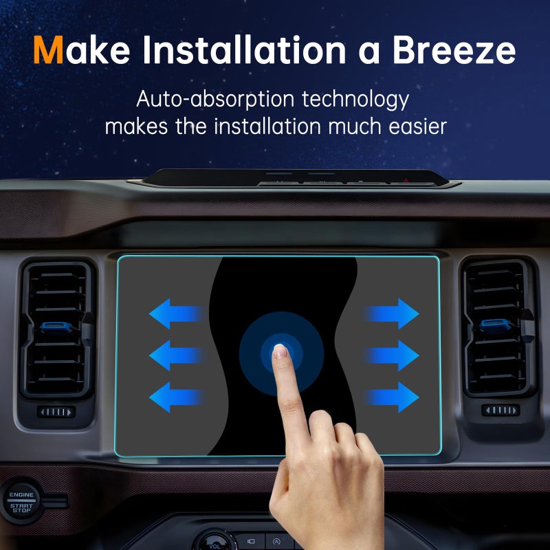 SHAOHAO for 2023 2024 2025 Ford Bronco Screen Protector 12 inch 2023 2024 2025 Bronco Screen Protector 12 inch for 2022 2023 2024 2025 Ford Bronco Accessories Tempered Glass Navigation Car Screen Protector for 2021-2025 Ford Bronco Raptor/Outer Banks/Badlands/Wildtrak/Everglades/Heritage Limited - Image 3