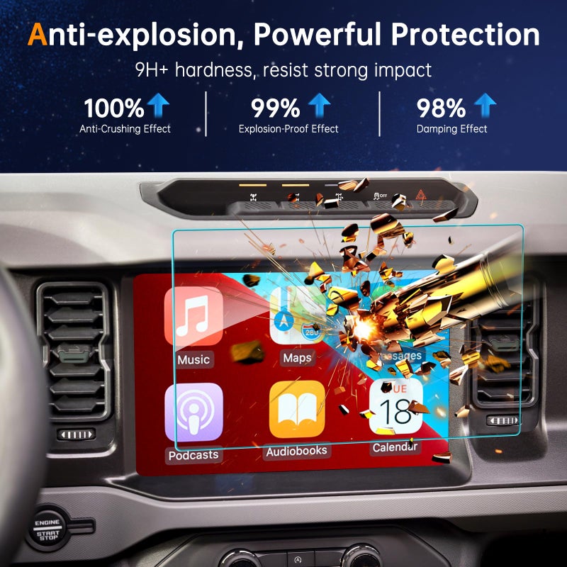 SHAOHAO for 2023 2024 2025 Ford Bronco Screen Protector 12 inch 2023 2024 2025 Bronco Screen Protector 12 inch for 2022 2023 2024 2025 Ford Bronco Accessories Tempered Glass Navigation Car Screen Protector for 2021-2025 Ford Bronco Raptor/Outer Banks/Badlands/Wildtrak/Everglades/Heritage Limited - Image 2