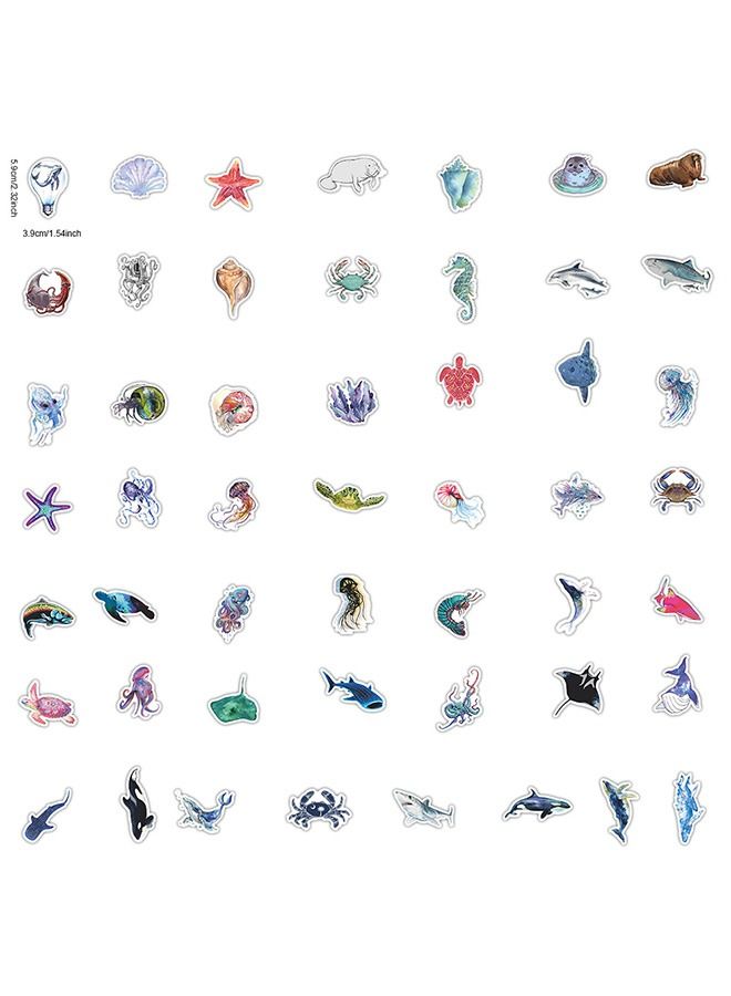 50-Piece Marine Organism Cartoon Vinyl Aesthetic Sticker Laptop Stickers for Skateboard Guitar Travel Case Graffiti Sticker Door Luggage Car Bike Bicycle for Kids Teens Girls Adults  - Image 2