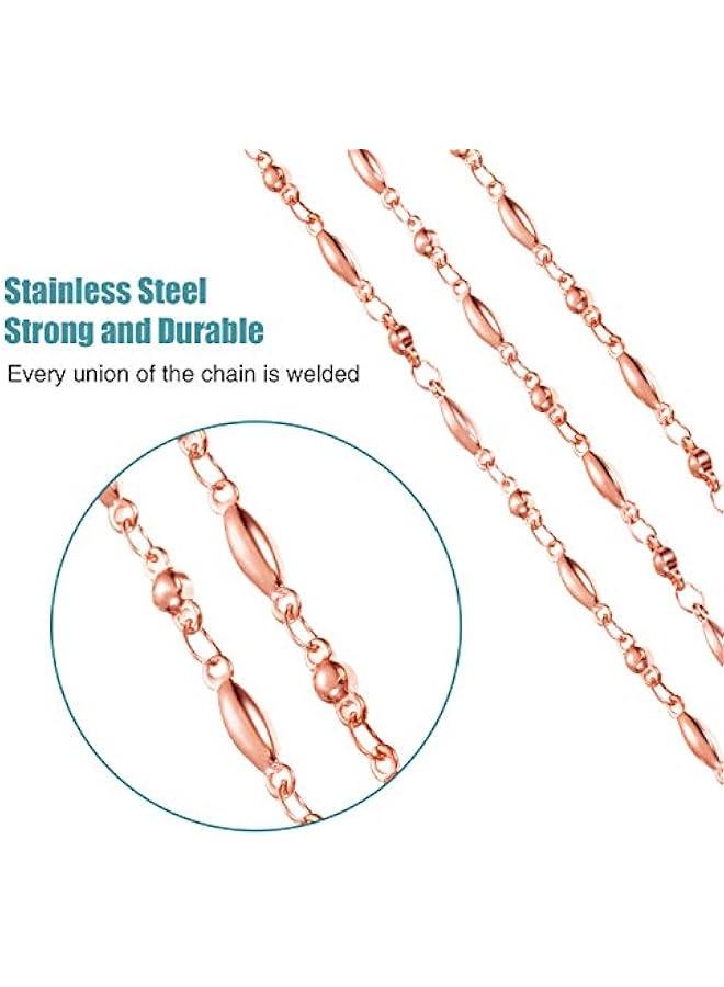Arabest Rose Gold Retractable Badge Reel Lanyard Set for Women Teachers - Cruise Lanyard Stainless Steel Necklace with ID Holder Clip  - Image 4