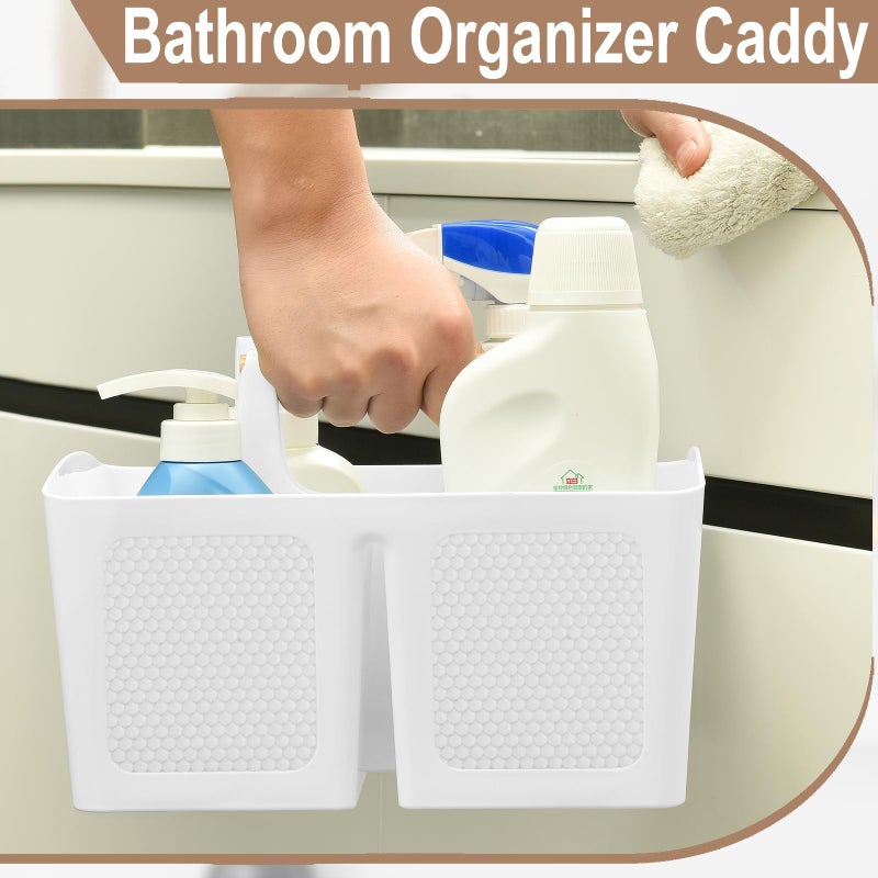 Haundry Plastic White Shower Caddy Basket with 3 Compartments, Portable Divided Bathroom Cleaning Caddy Organizer Storage Tote with Handle for Dorm, College, Room Essentials - Image 5