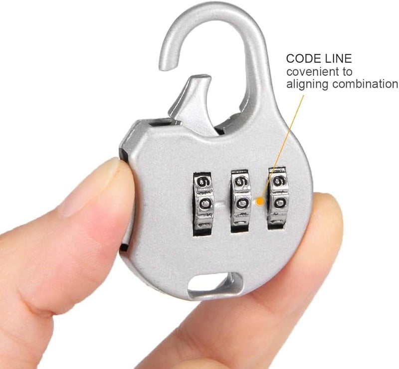 Zinc Alloy 3 Digit Combination Padlock 2Pcs Silver Tone 3mm Shackle Dia - Image 1