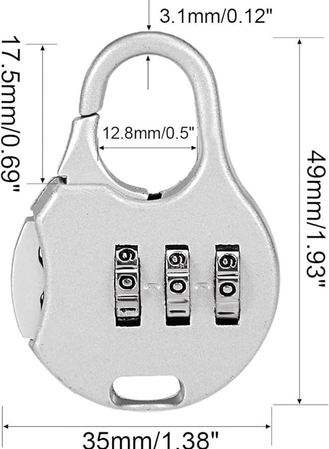 Zinc Alloy 3 Digit Combination Padlock 2Pcs Silver Tone 3mm Shackle Dia - Image 3